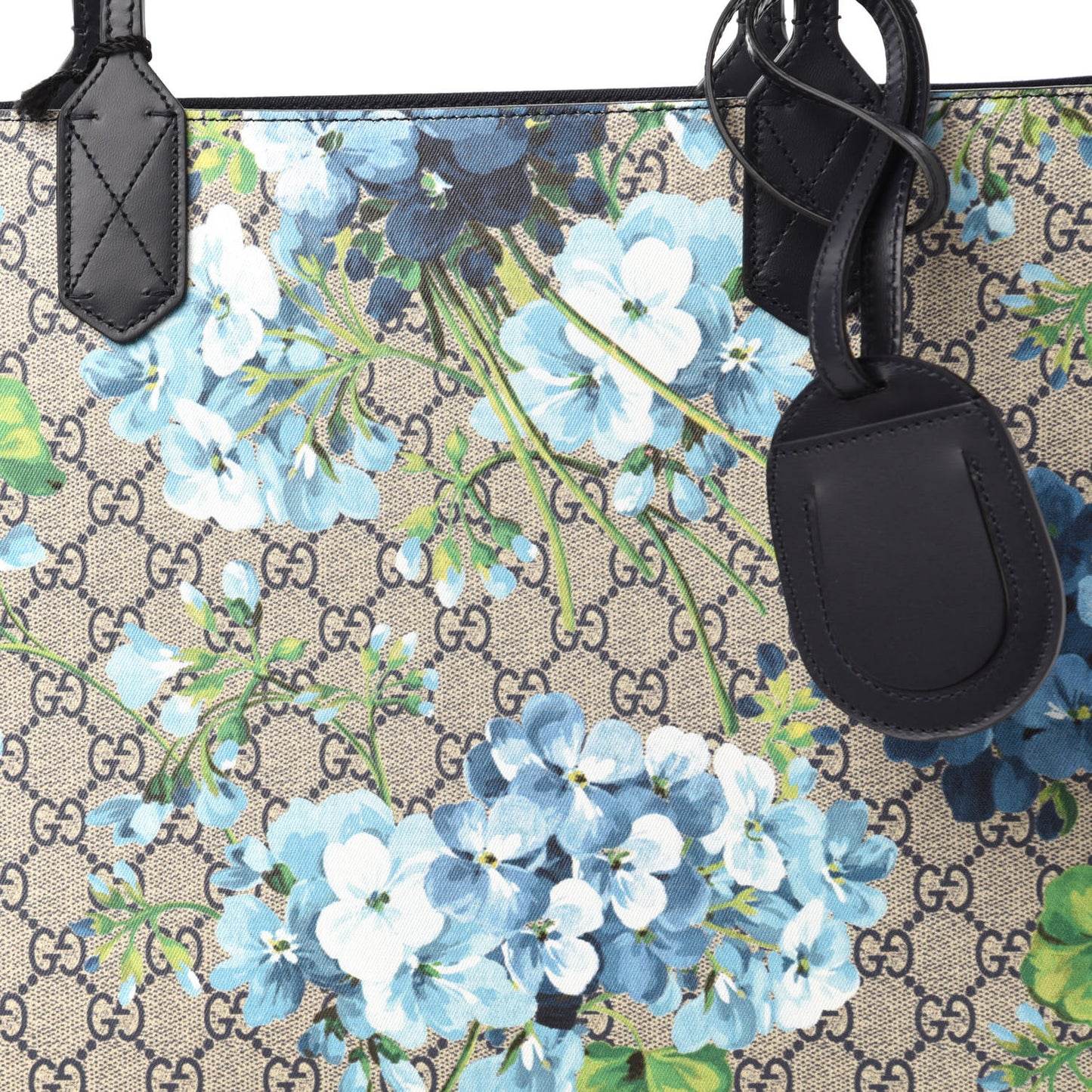 GG Supreme Monogram Blooms Medium Reversible Tote Beige Blue Navy
