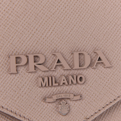 Prada Saffiano Cuir Calfskin Monochrome Envelope Flap Chain Shoulder Bag Cipria 9 of 13