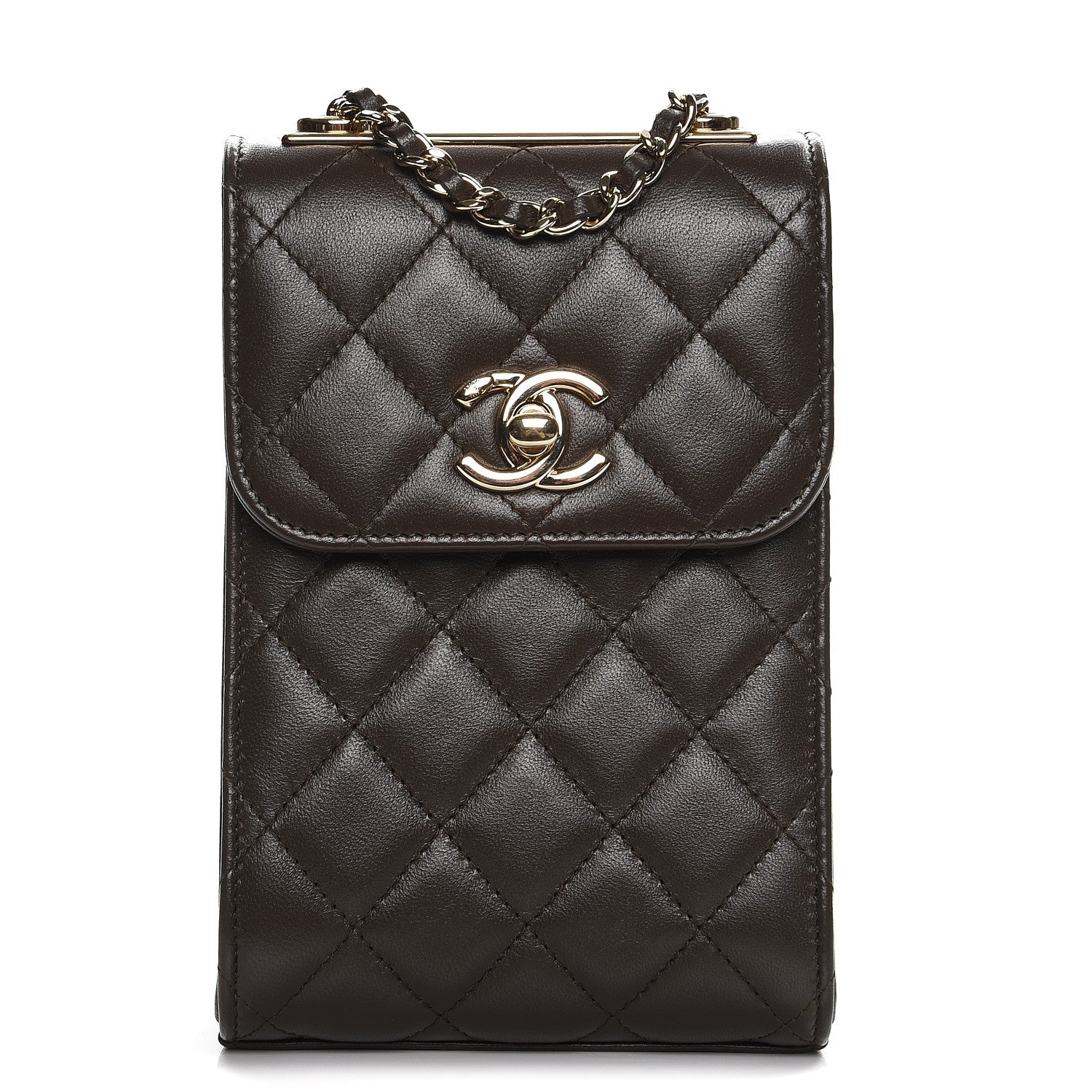 Chanel Lambskin Quilted Trendy CC Phone Holder Brown 1 of 10