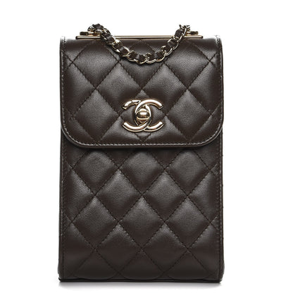 Chanel Lambskin Quilted Trendy CC Phone Holder Brown 1 of 10