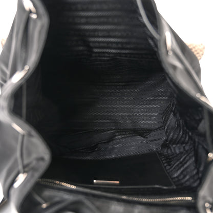 Prada Tessuto Nylon Snakeskin Saffiano Medium Backpack Black Roccia 5 of 11