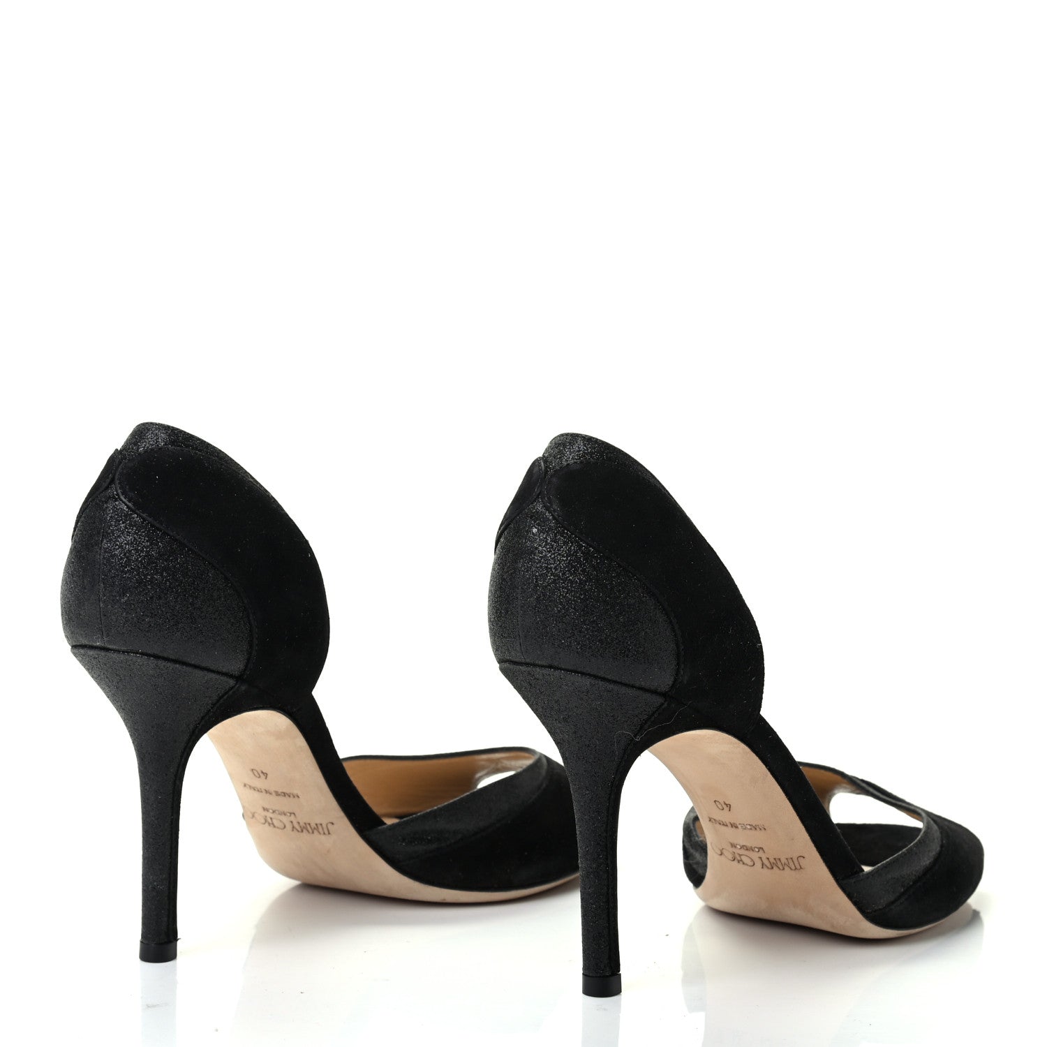 Jimmy Choo Suede Glitter Define D'Orsay Peep Toe Pumps 40 Black 4 of 8