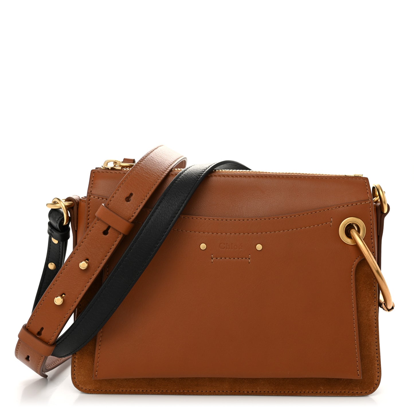 Calfskin Suede Small Roy Bag Caramel