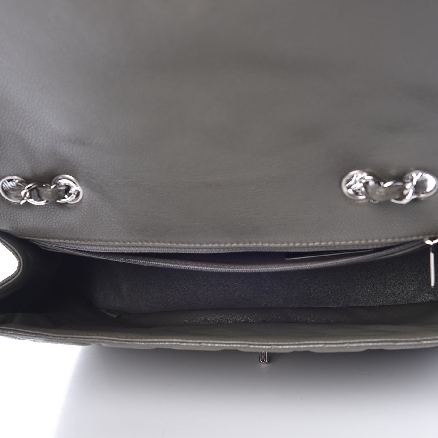 Caviar Quilted Jumbo Single Flap Grey