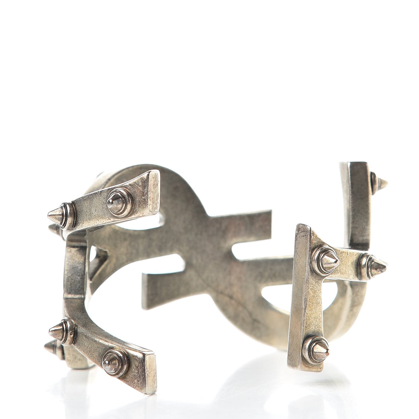 Brass Monogram Spiked Cuff Bracelet Argent