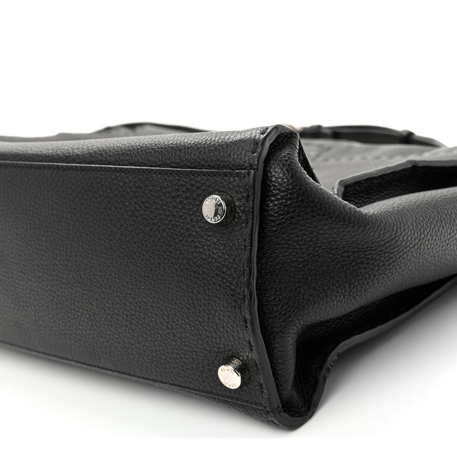 Fendi Cuoio Romano Selleria Metal Stitch Large Mens Peekaboo Iconic Essential Satchel Black 10 of 12