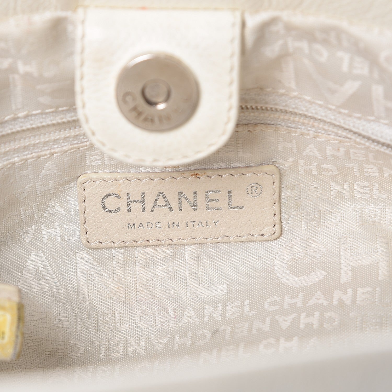 Chanel Calfskin Small Braided CC Tote White 6 of 9