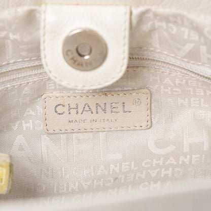 Chanel Calfskin Small Braided CC Tote White 6 of 9