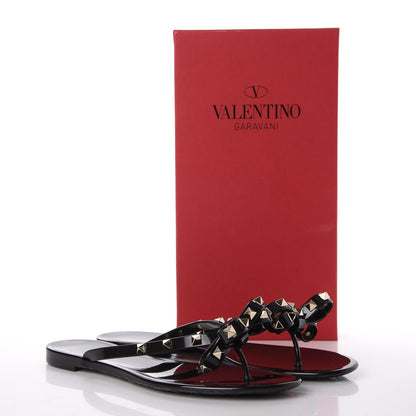 Valentino Garavani PVC Jelly Rockstud Bow Thong Sandals 40 Black 8 of 8