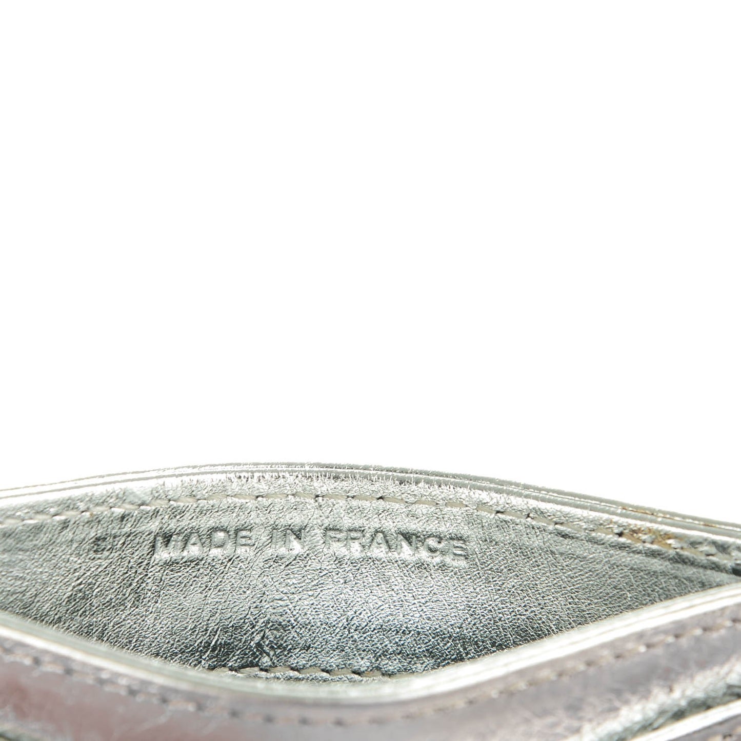 Metallic Aged Calfskin Quilted Reissue Card Holder Silver