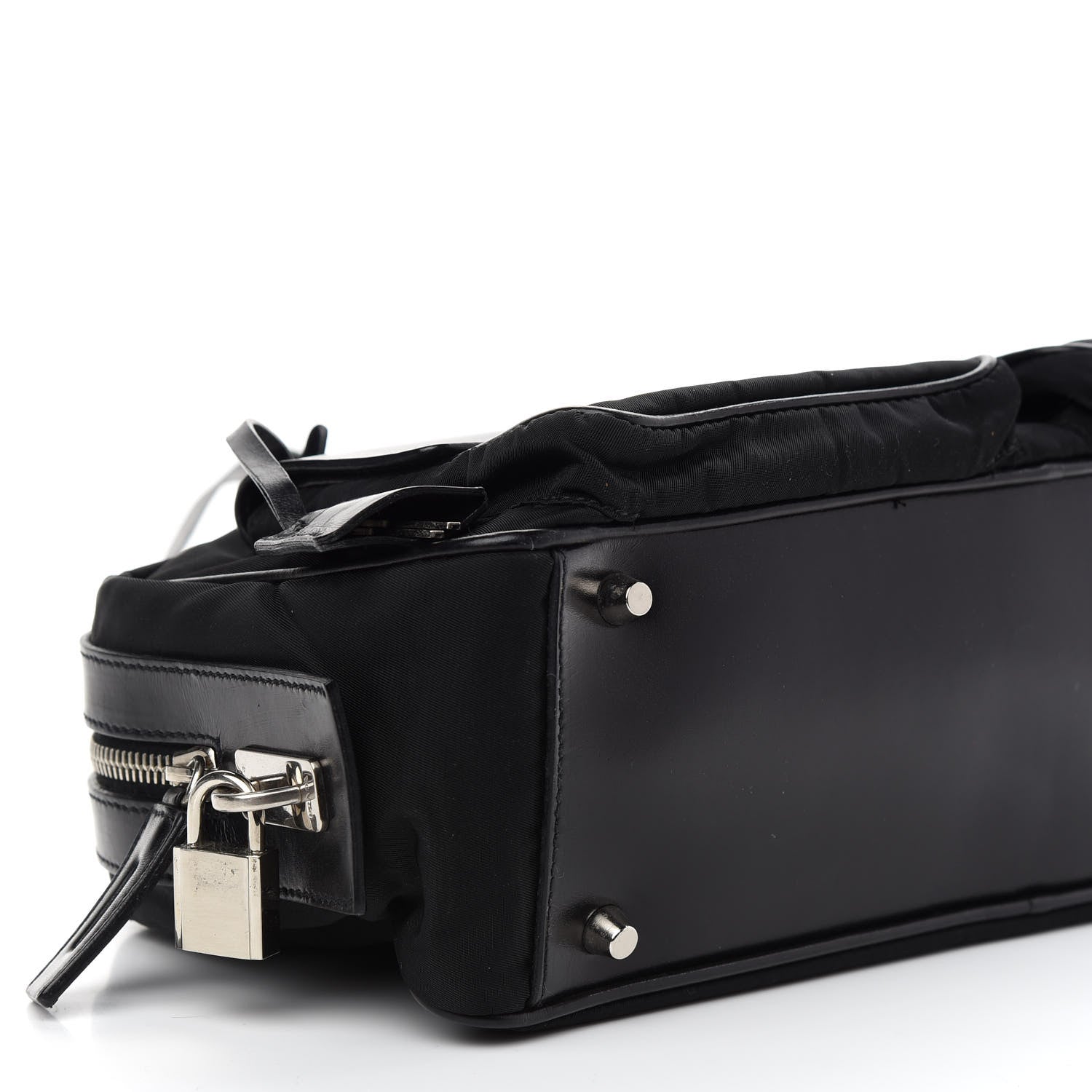 Prada Tessuto Nylon City Calf Satchel Black 5 of 10