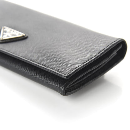 Prada Saffiano Continental Flap Wallet Black 7 of 9