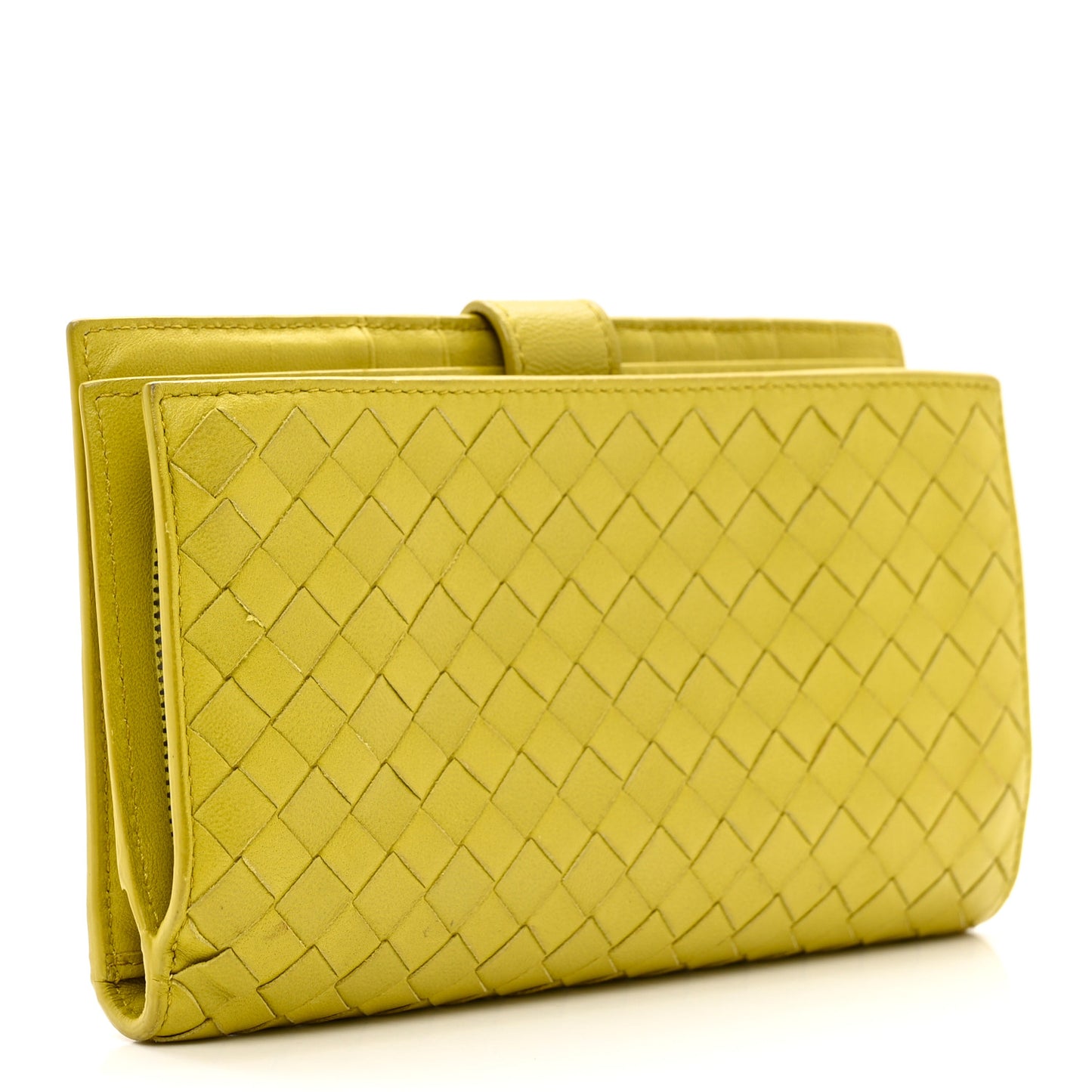 Nappa Intrecciato Continental Snap Wallet Kiwi