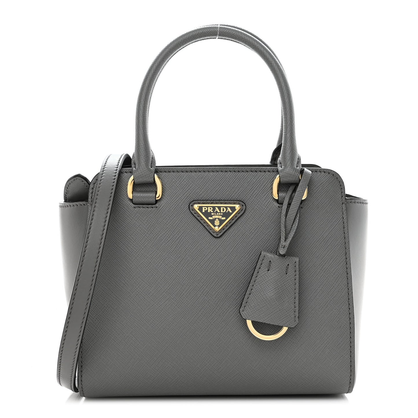 Saffiano Soft Calfskin Small Zippered Crossbody Tote Marmo