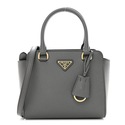 Prada Saffiano Soft Calfskin Small Zippered Crossbody Tote Marmo 1 of 9