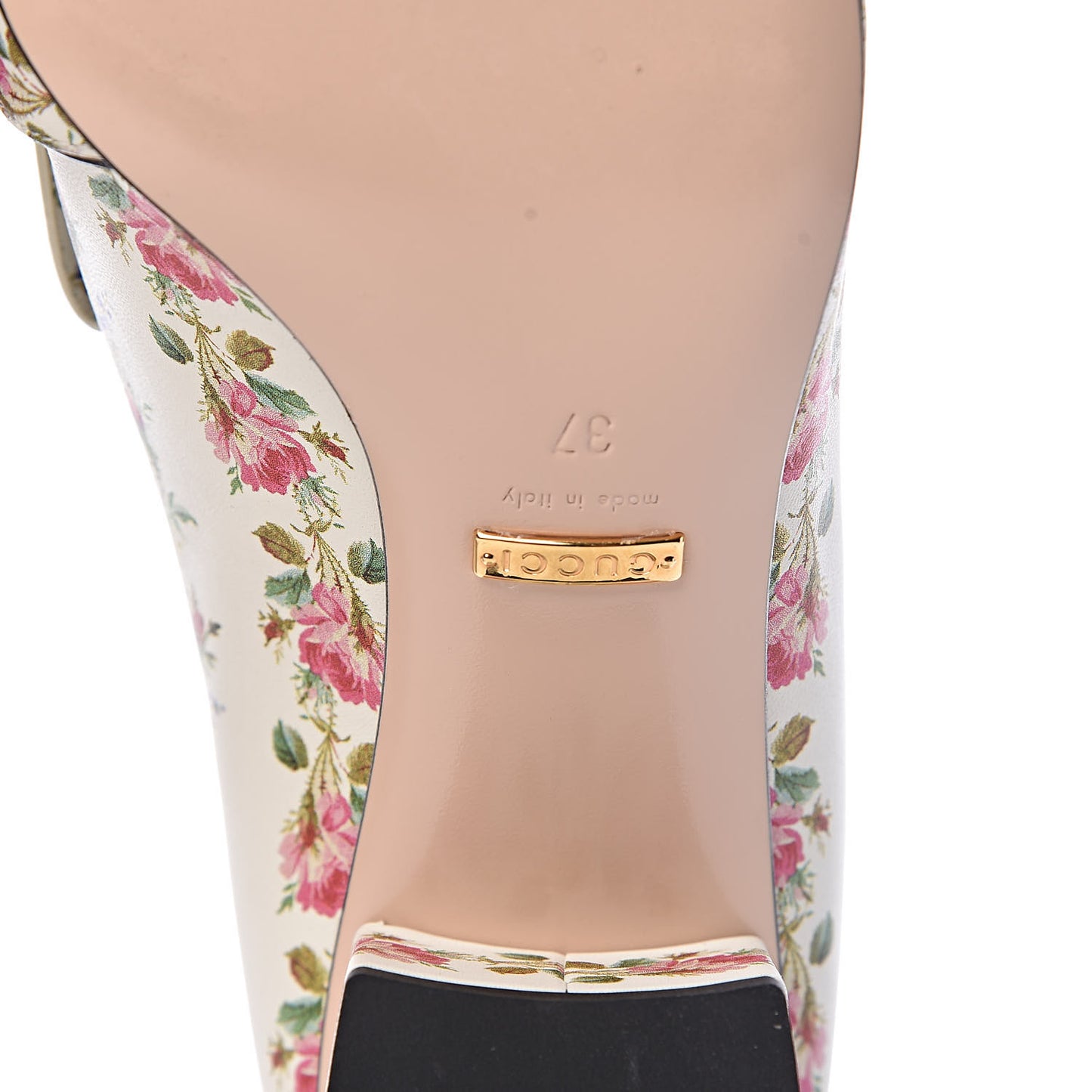Calfskin Rose Print GG Marmont Fringe 50mm Loafer Pumps 37 Multicolor