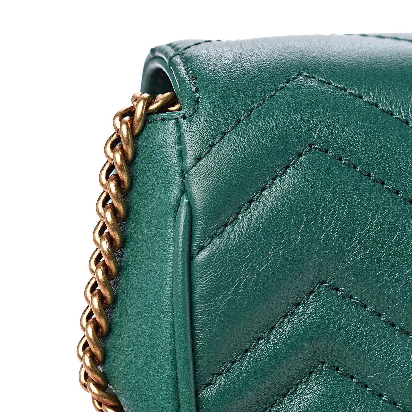 Calfskin Matelasse Super Mini GG Marmont Shoulder Bag Emerald Green