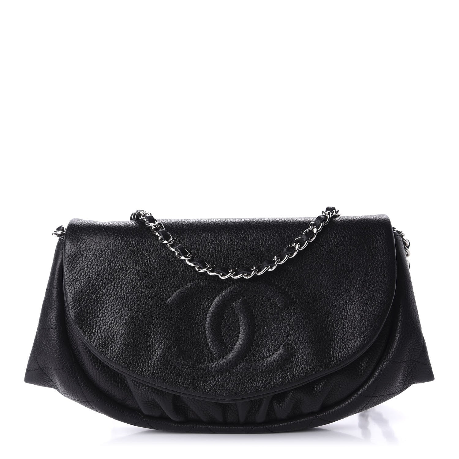 Chanel Caviar Half Moon Wallet On Chain WOC Black 1 of 12