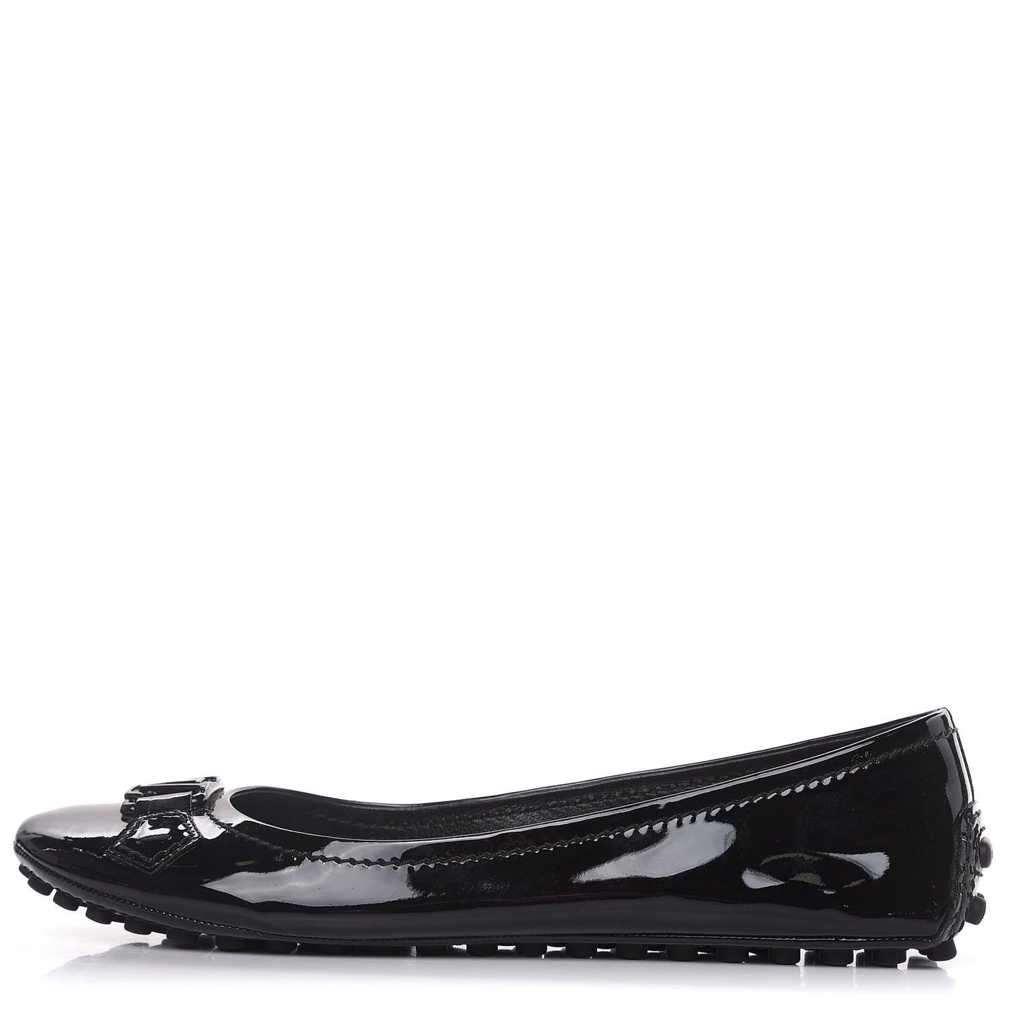 Patent Calfskin Oxford Ballerina Flats 38.5 Black