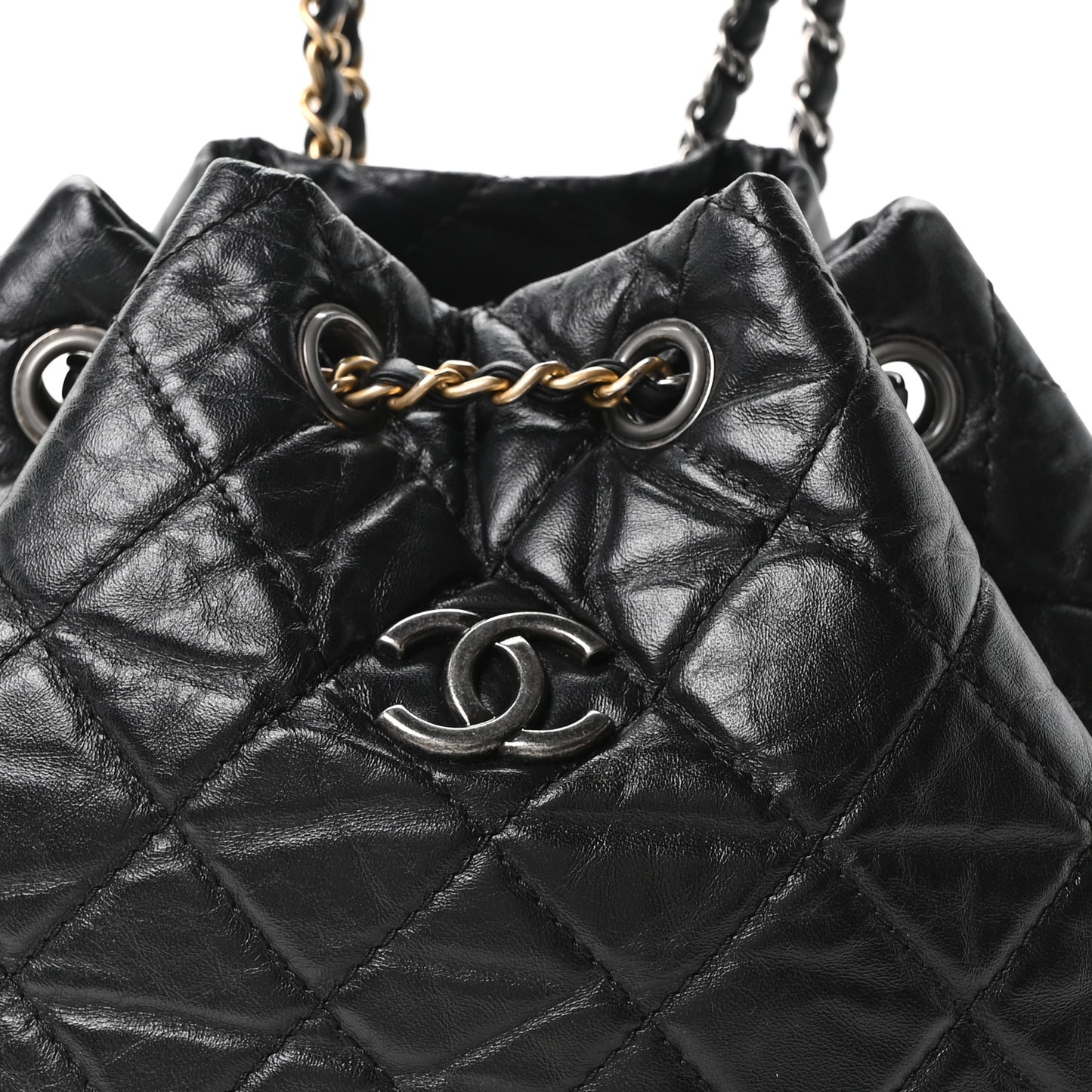 Aged Calfskin Quilted Small Gabrielle Backpack Black
