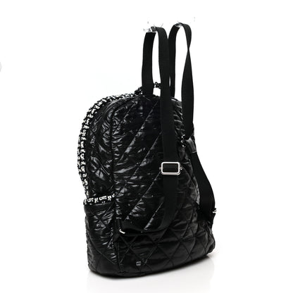 Chanel Nylon Tweed CC Backpack Black White 3 of 9