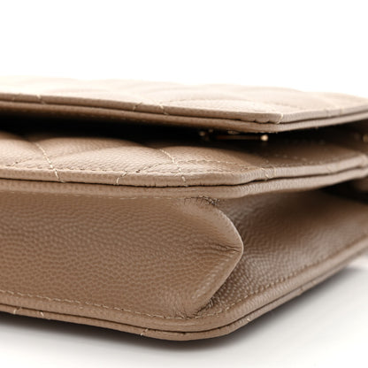 Chanel Caviar Quilted Wallet on Chain WOC Dark Beige 12 of 14