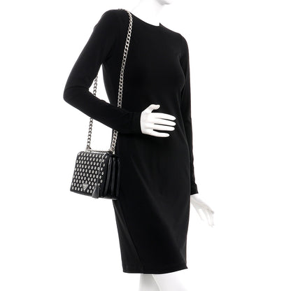 Prada Tessuto Nylon Soft Calf Grommet Chain Shoulder Bag Nero Black 2 of 6
