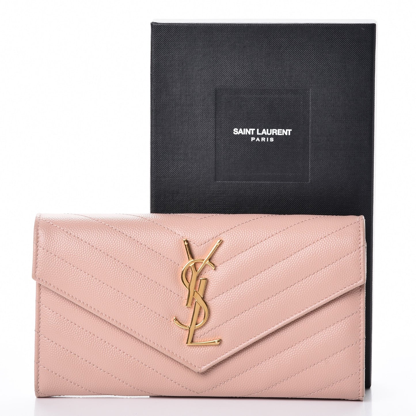 Grain De Poudre Matelasse Chevron Monogram Wallet Pale Pink