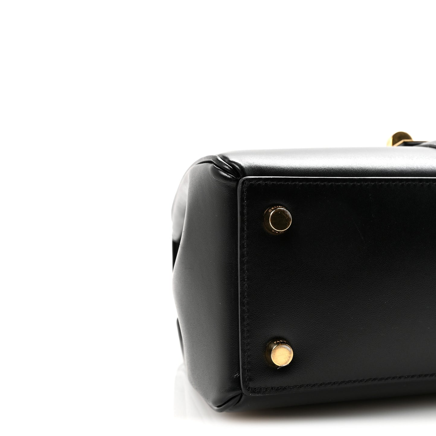 Satinated Calfskin Small 16 Top Handle Bag Black