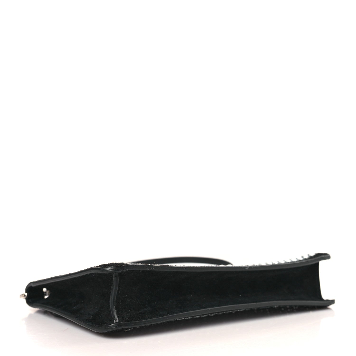 Burberry Suede Crystal Embellished TB Hotfix Shoulder Pouch Black 4 of 8