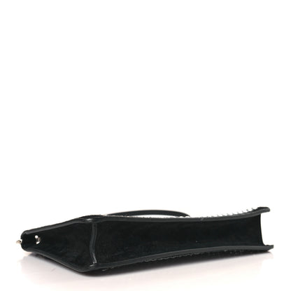 Burberry Suede Crystal Embellished TB Hotfix Shoulder Pouch Black 4 of 8