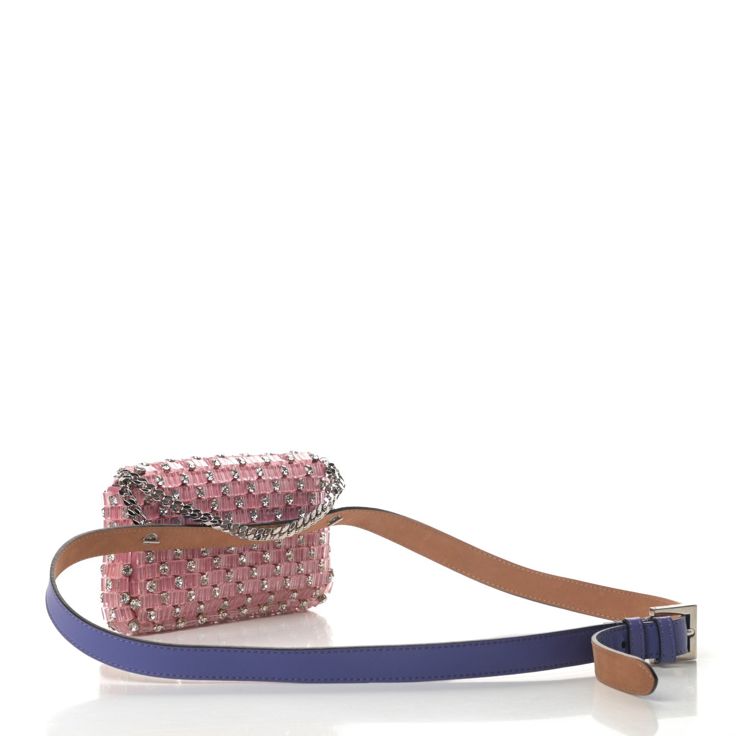 Fendi Crystal Beaded Monster Baguette Belt Bag 95 38 Pink 3 of 12