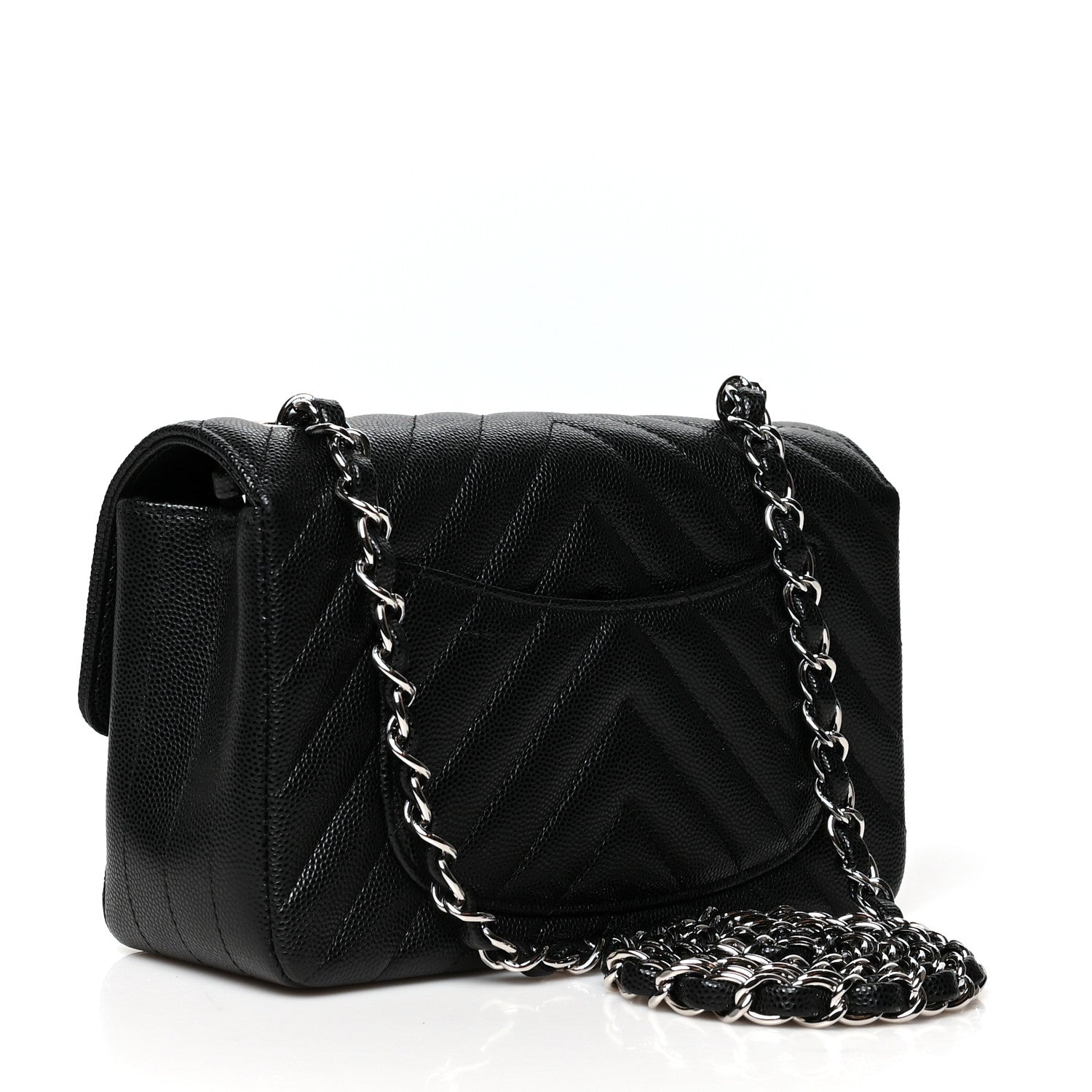 Chanel Caviar Chevron Quilted Mini Rectangular Flap Black 3 of 11