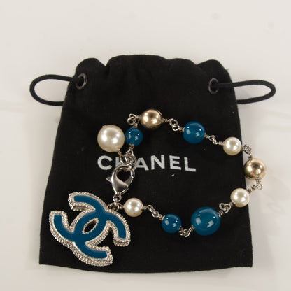 Chanel Pearl Bead CC Bracelet Blue 4 of 5