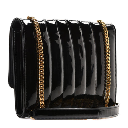 Saint Laurent Patent Calfskin Matelasse Monogram Vicky Chain Bag Black 3 of 7