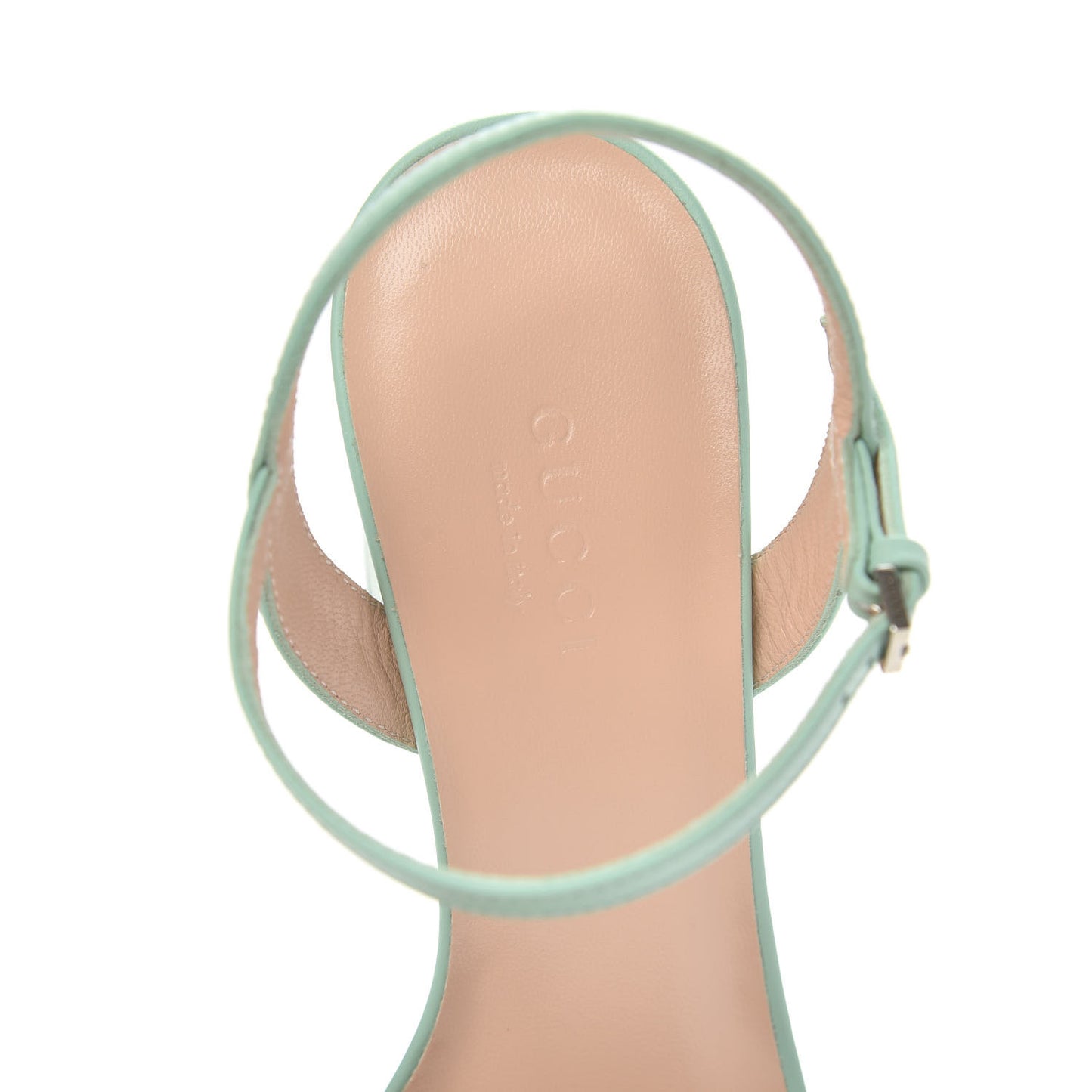 Lifford Calfskin GG Marmont Ankle Wrap 75mm Sandals 35 Water Green