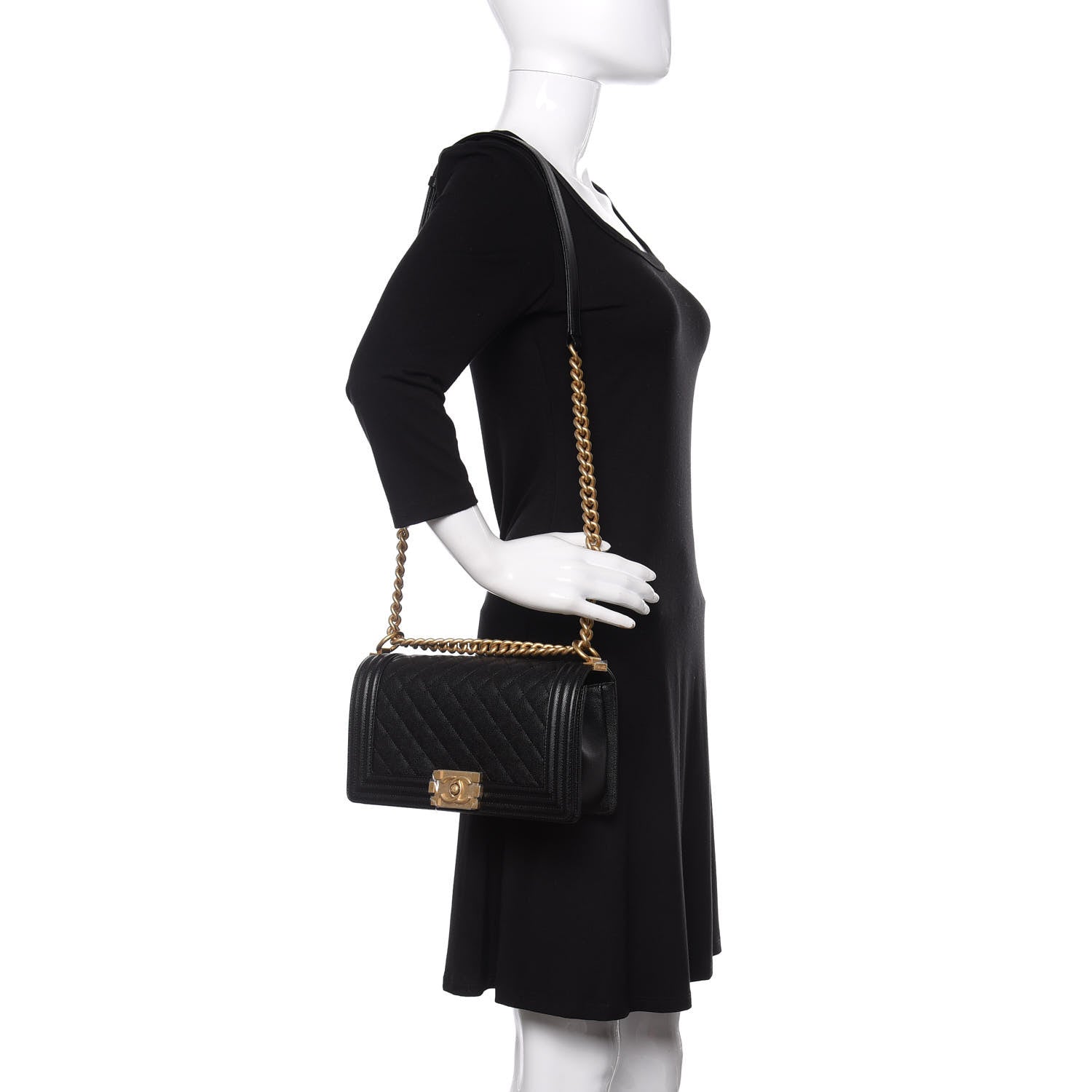 Chanel Caviar Quilted Medium Boy Flap Black 2 of 11