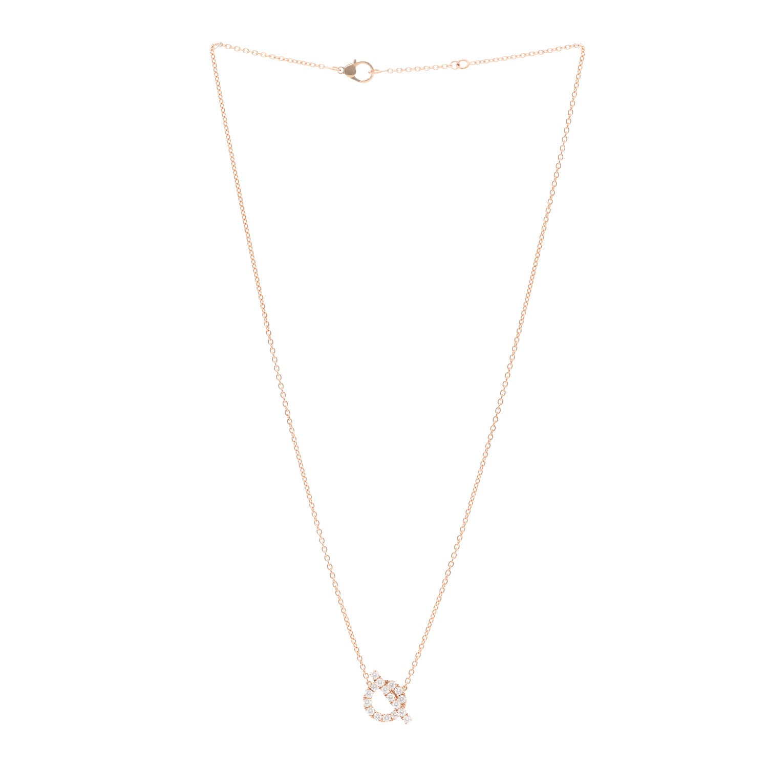 Hermes 18K Rose Gold Diamond Finesse Pendant Necklace 3 of 6