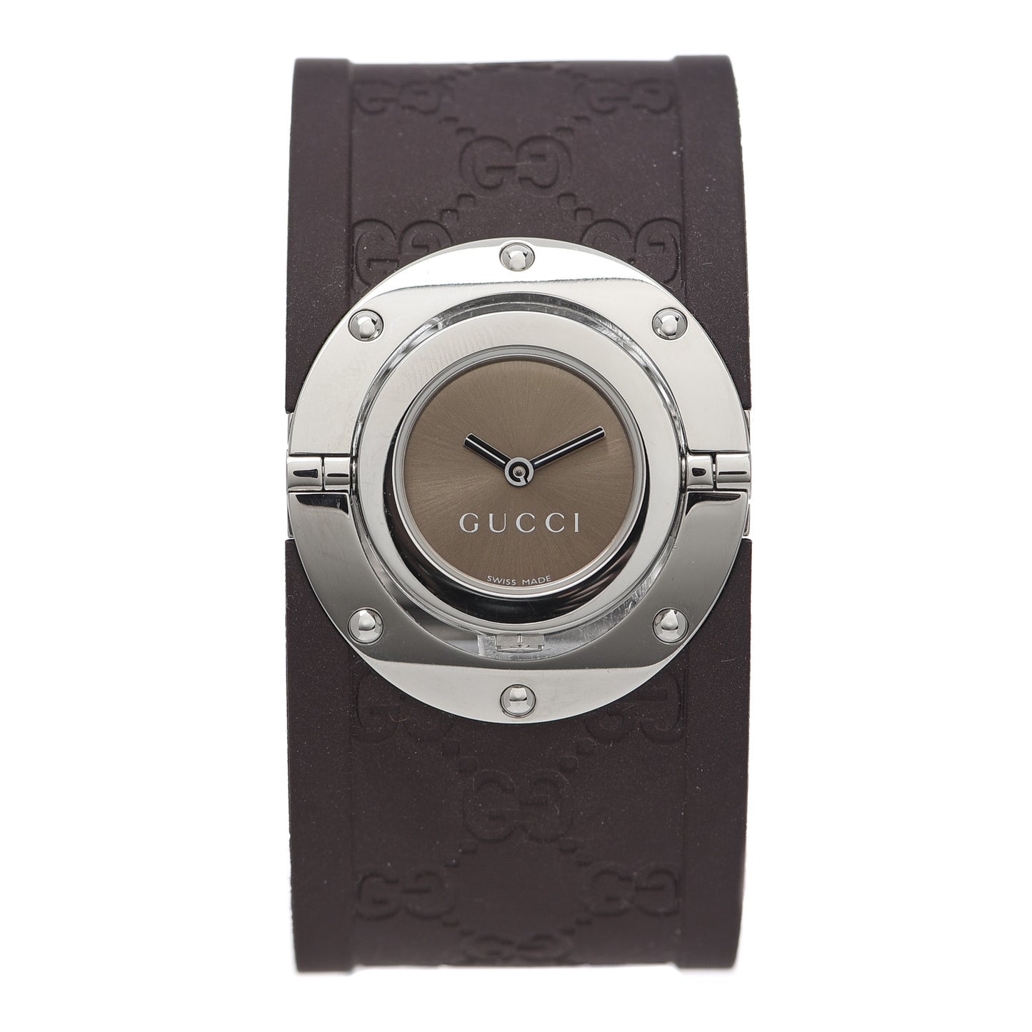 Stainless Steel Rubber 33mm Twirl Quartz Watch Brown