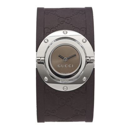 Gucci Stainless Steel Rubber 33mm Twirl Quartz Watch Brown 1 of 6