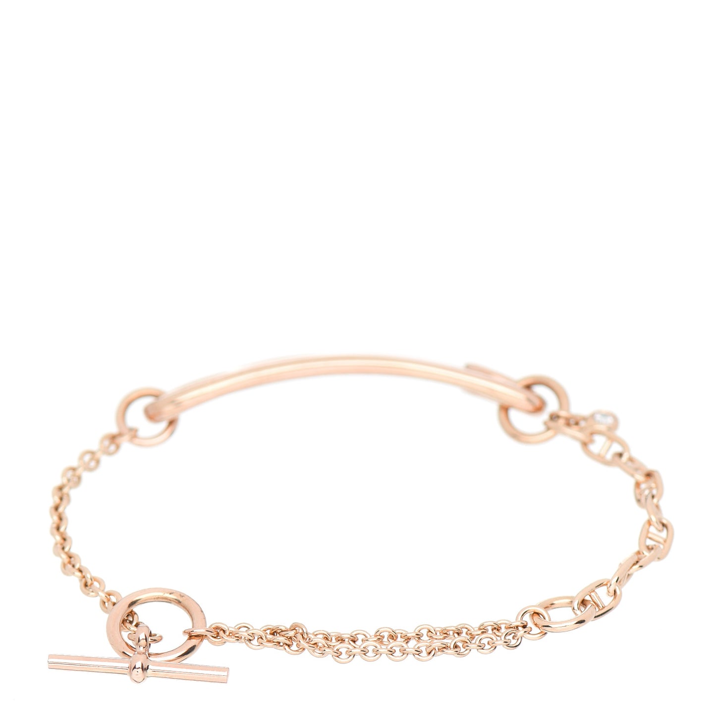 18K Rose Gold Diamond MM Chaine d'Ancre Punk Bracelet SH
