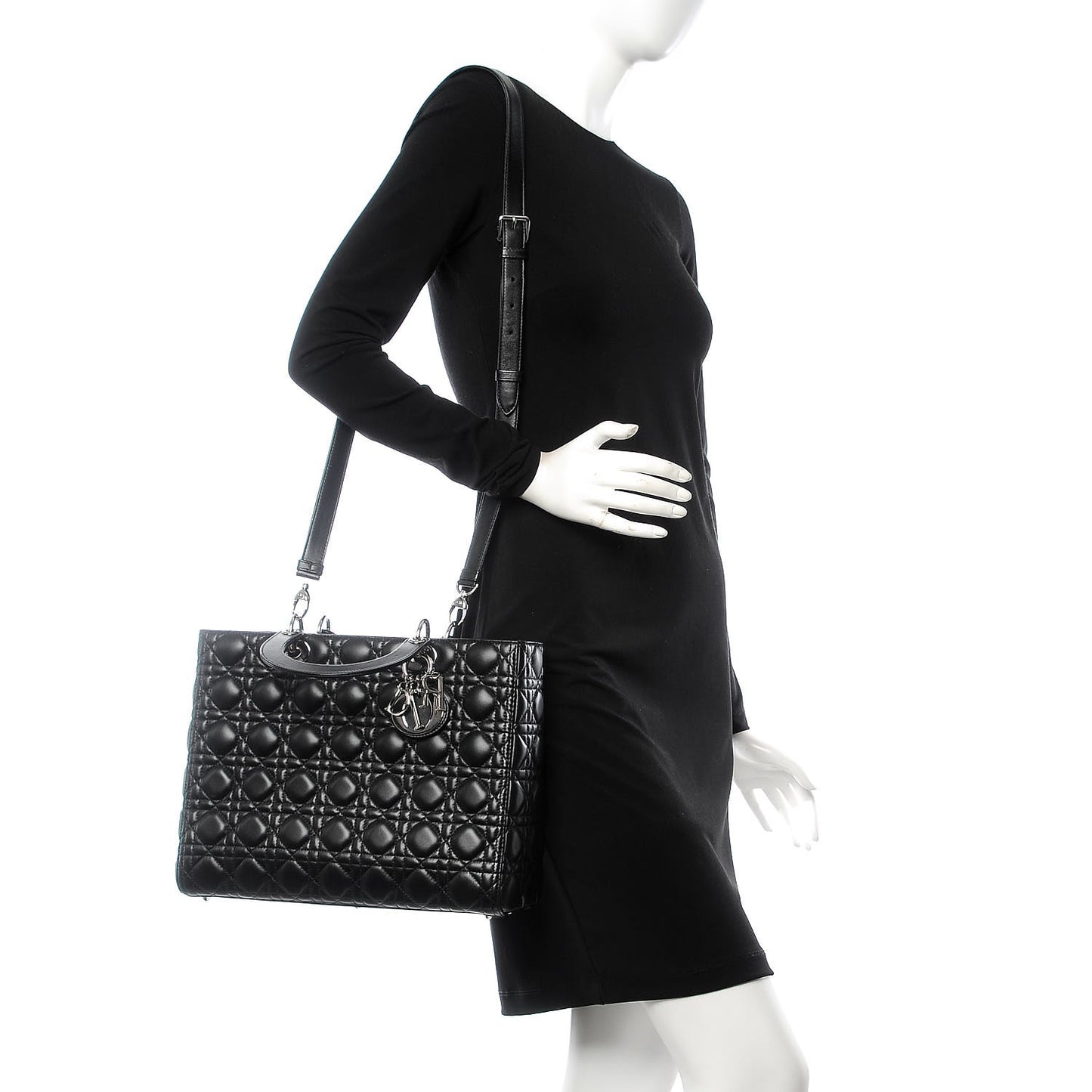 Lambskin Cannage Large Lady Dior Black