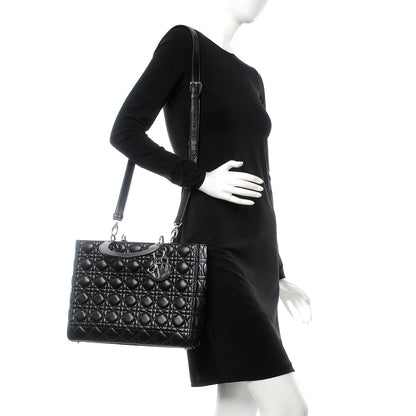 Christian Dior Lambskin Cannage Large Lady Dior Black 3 of 8