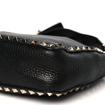 Valentino Garavani Pebbled Calfskin Mini Rockstud Flip-Lock Messenger Bag Black 9 of 12