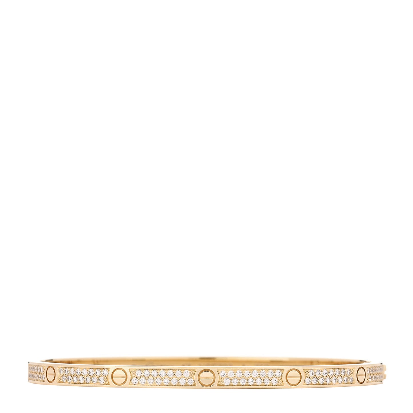 18K Yellow Gold Diamond Small LOVE Paved Bracelet 17