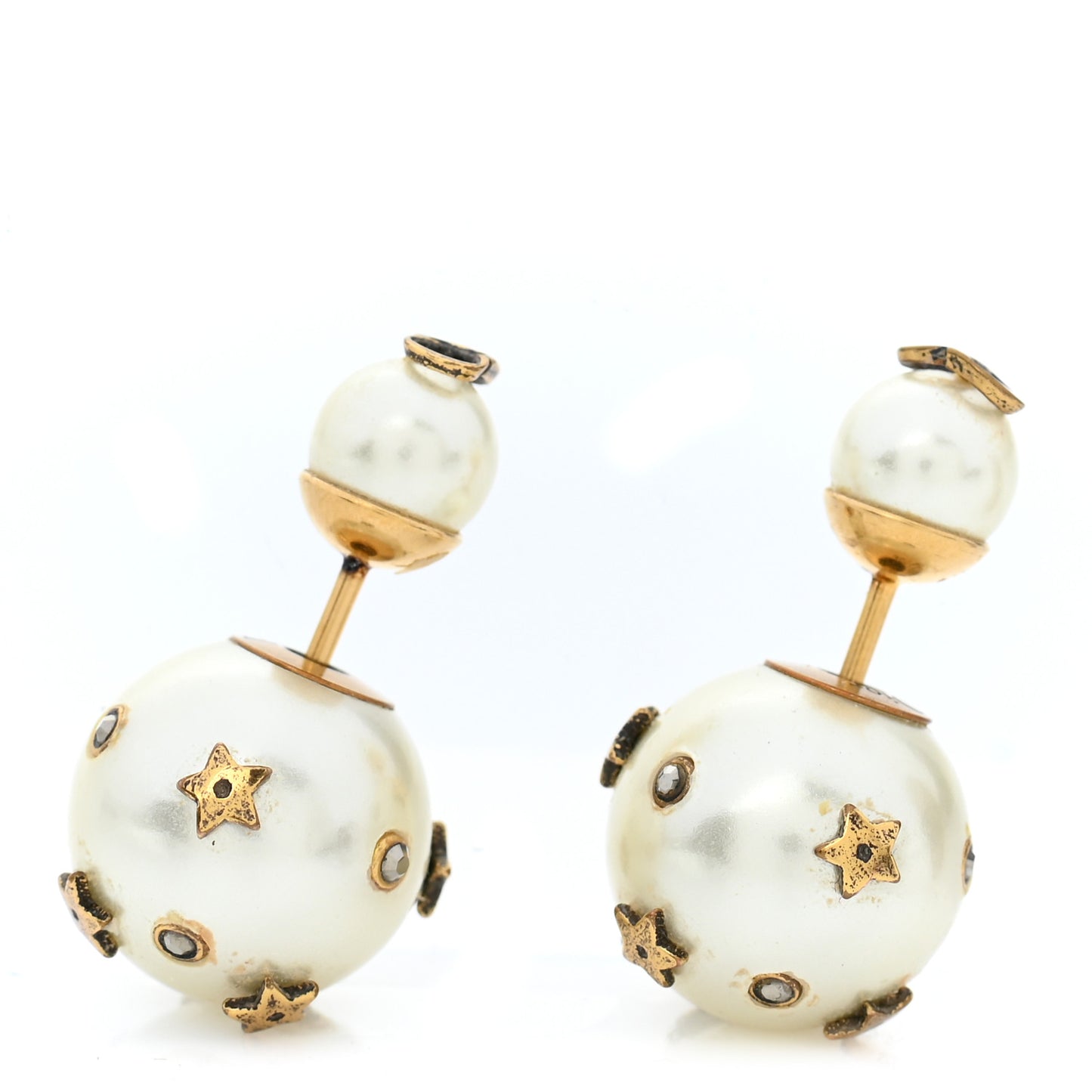 Pearl Mini Stars Tribales Earrings Gold