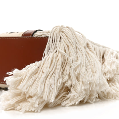 Chloe Cotton Calfskin Small Woody Ribbon Fringe Tote White Brown 10 of 10