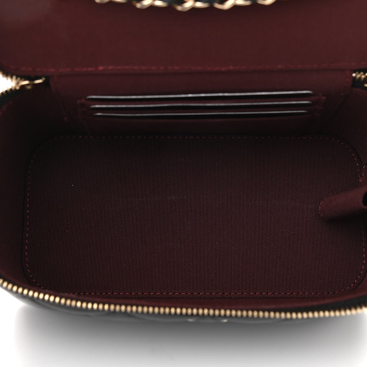 Lambskin Quilted Small Vanity Case With Chain Black