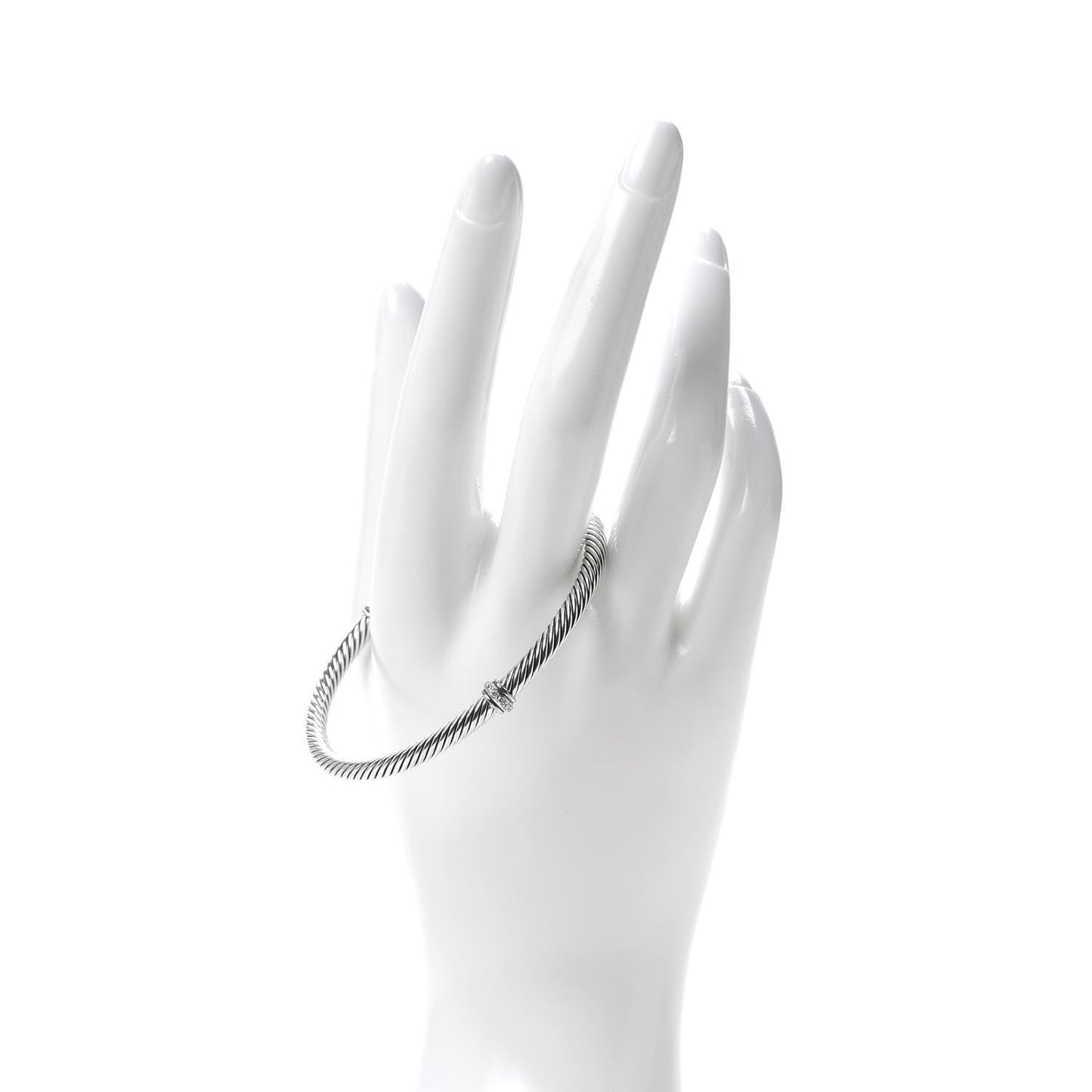 Sterling Silver Diamond 4mm Cable Classics Center Station Bracelet