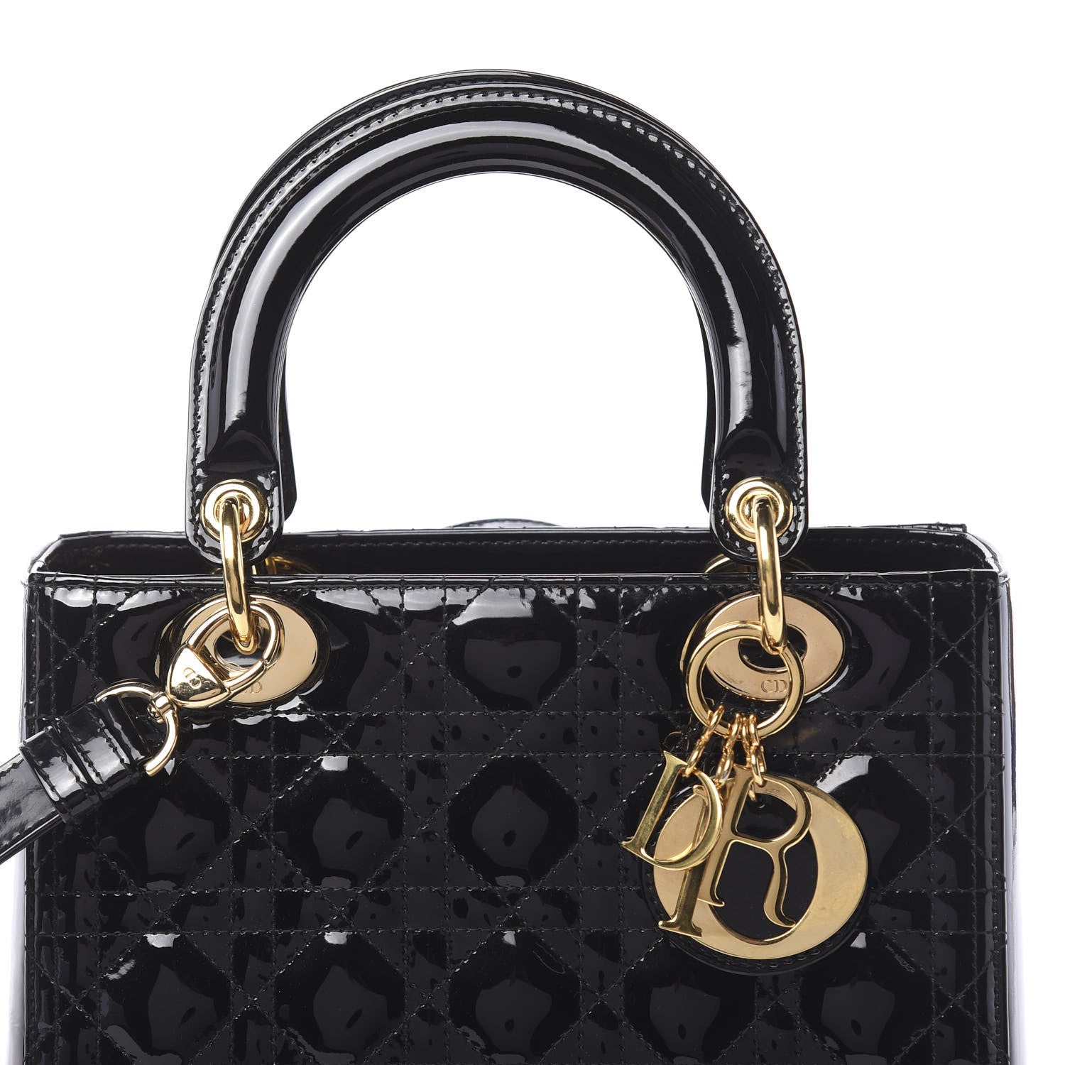 Christian Dior Patent Cannage Medium Lady Dior Black 9 of 12